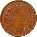 苏区钱币中华苏维埃共和国五分离岛版背面图