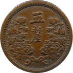 伪满洲国钱币大满洲国五厘康德二年背面图